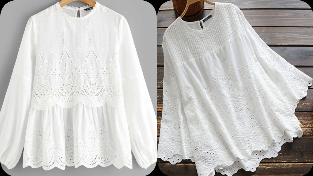Summer White Top Design/White Shirt Design/White Kurta & Kurti Design|White Blouse Design/#White Top