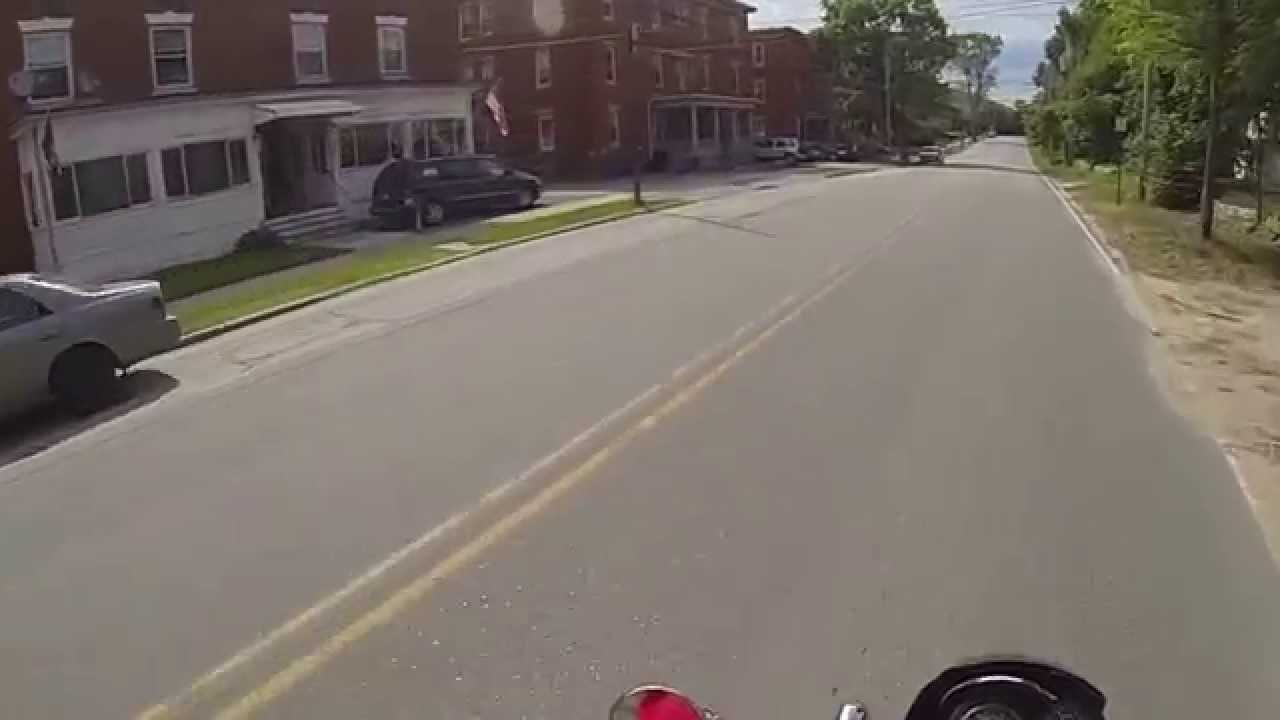 Mexico Rumford, Maine. Riding through with the GoPro camera on the Triumph Bonneville