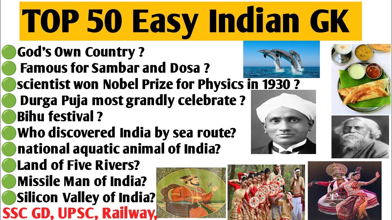 Top 50 Easy Indian GK Questions & Answers 2026 | SSC GD, UPSC, Railway GK Quiz | India GK