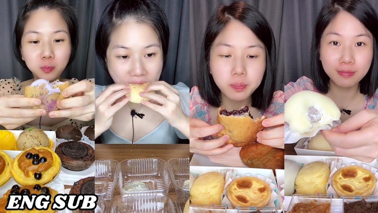 [ENG SUB] Assorted desserts | Mochi, container cake, purple rice bread | Kwai mukbang ASMR