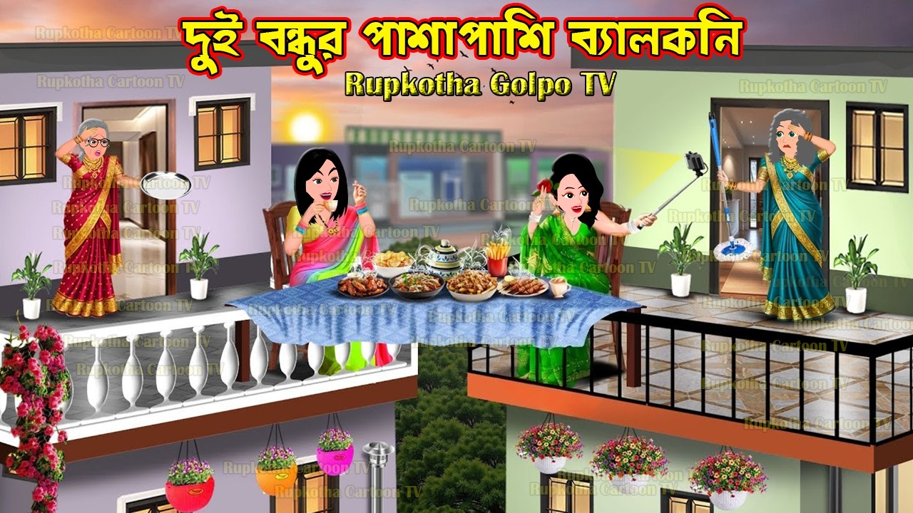 দুই বন্ধুর পাশাপাশি ব্যালকনি Dui Bondhur PashaPashi Balcony | Bangla Cartoon | Rupkotha Golpo TV