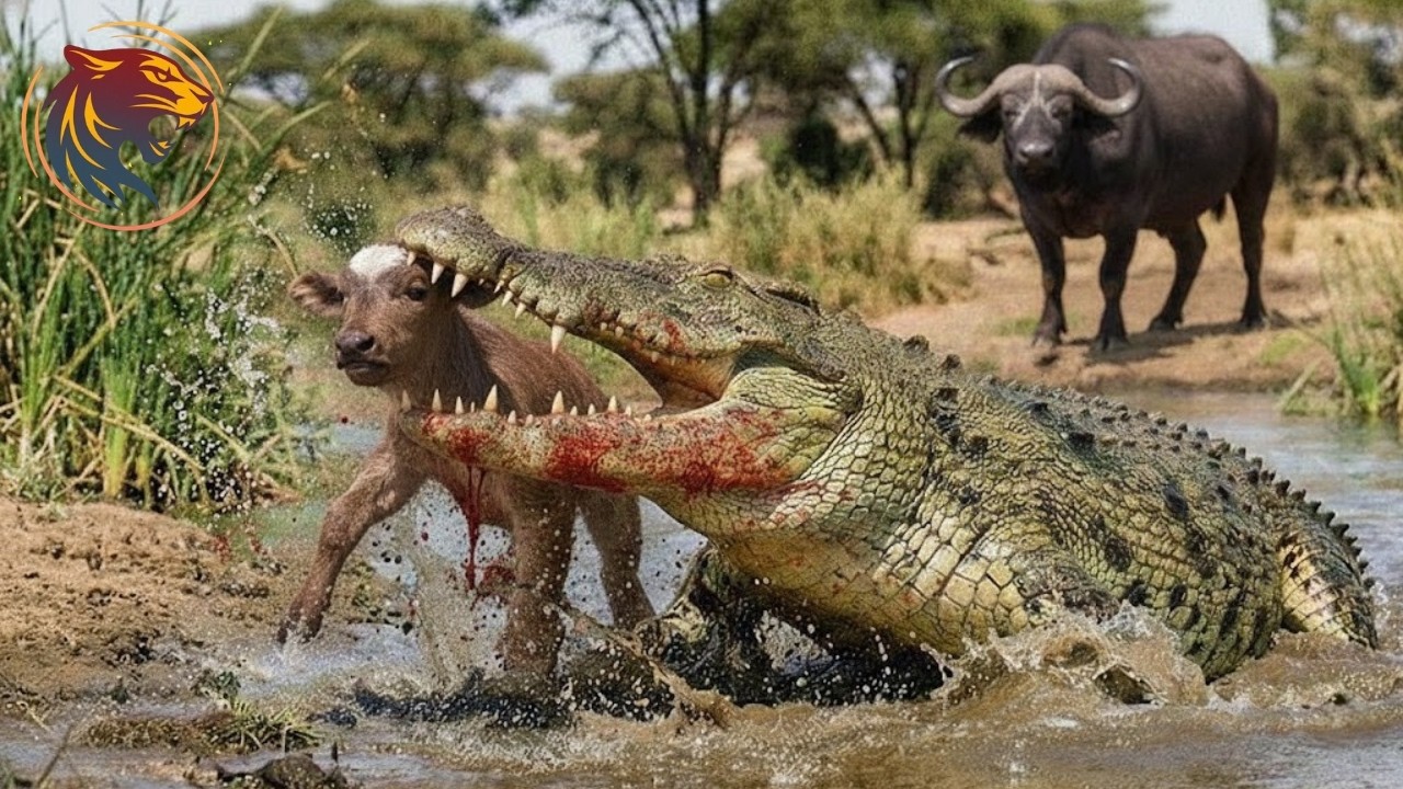 Amor de Mãe Búfala – Indefesa Diante das Mandíbulas do Crocodilo | Documentários animais