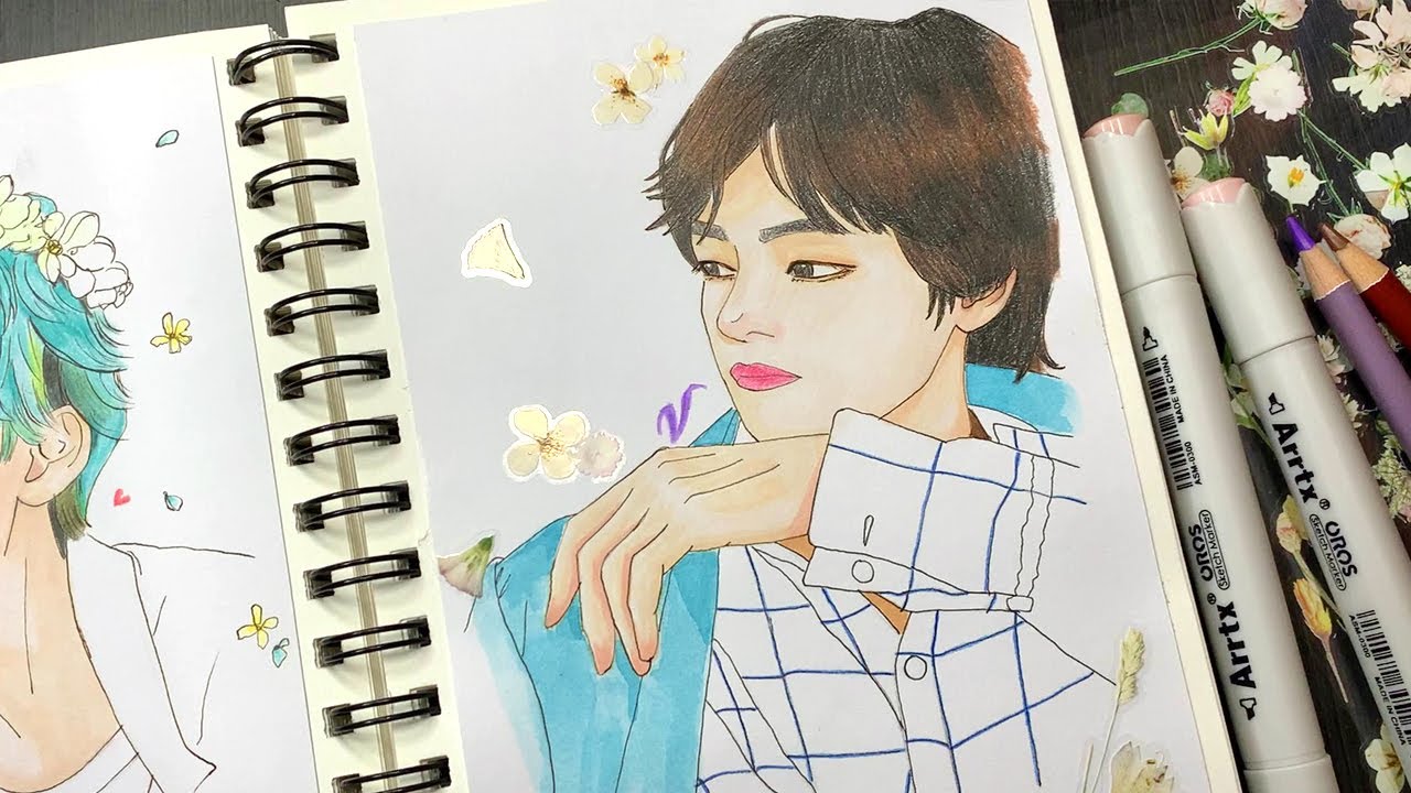 drawing BTS 뷔 V  l Arrtx marker & colored pencils