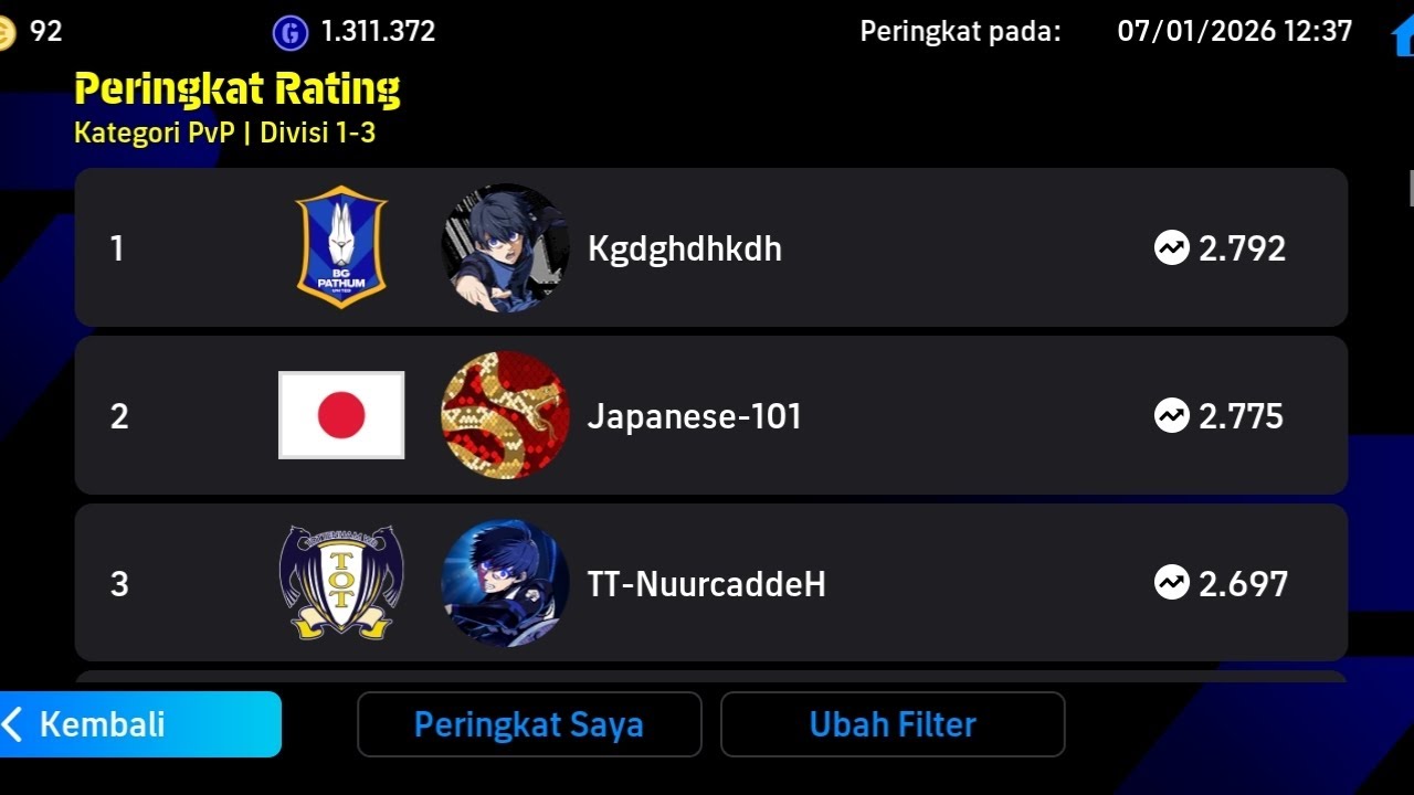 BERTEMU TOP GLOBAL EFOTBAL TOP 1😱