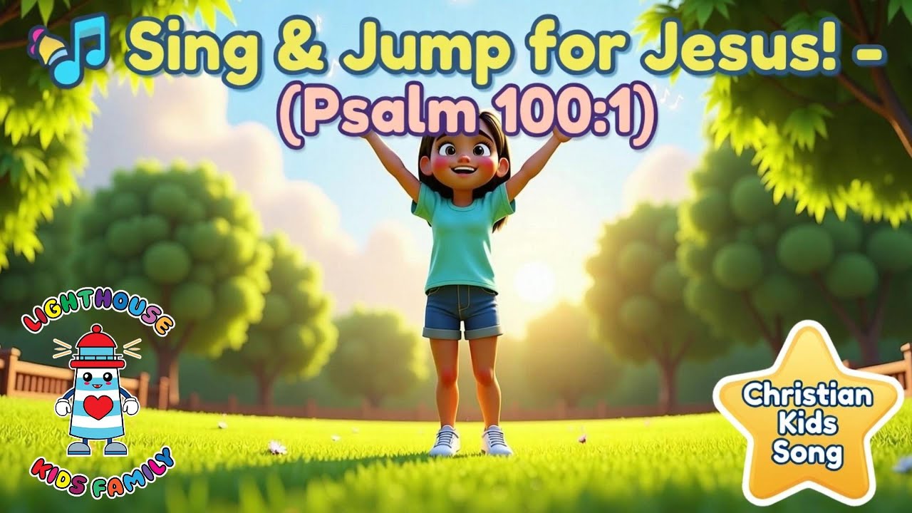 Sing & Jump for Jesus! (Psalm 100:1) | Kids Christian Song with Lyrics | Lighthouse Kids Family