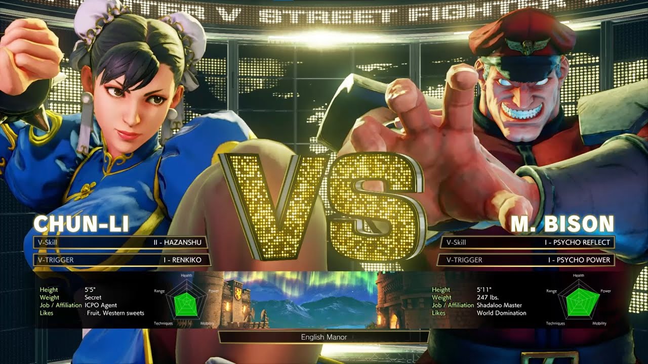 STREET FIGHTER V - Chun Li VS M.Bison (Hardest / CPU level 8)