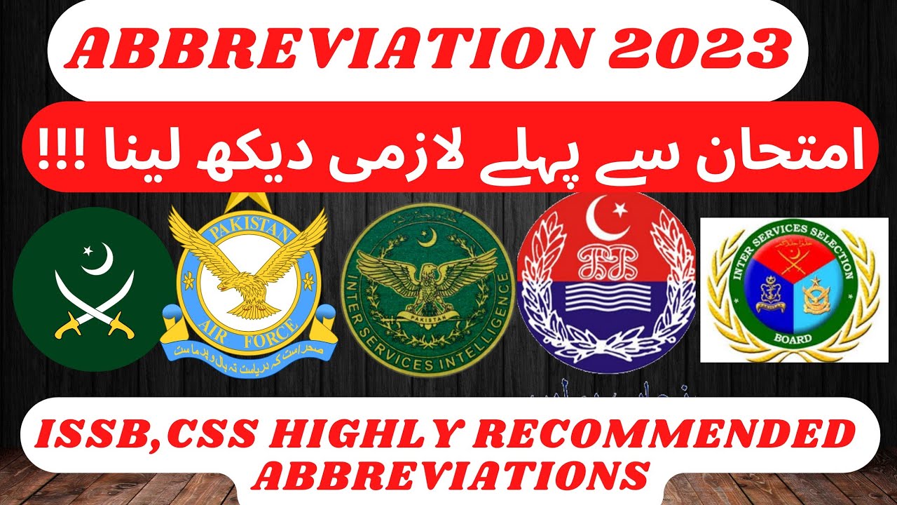 Abbreviation For ISSB,CSS,PMS | Abbreviations For Competitive Exams 2023 | Abbreviations In English
