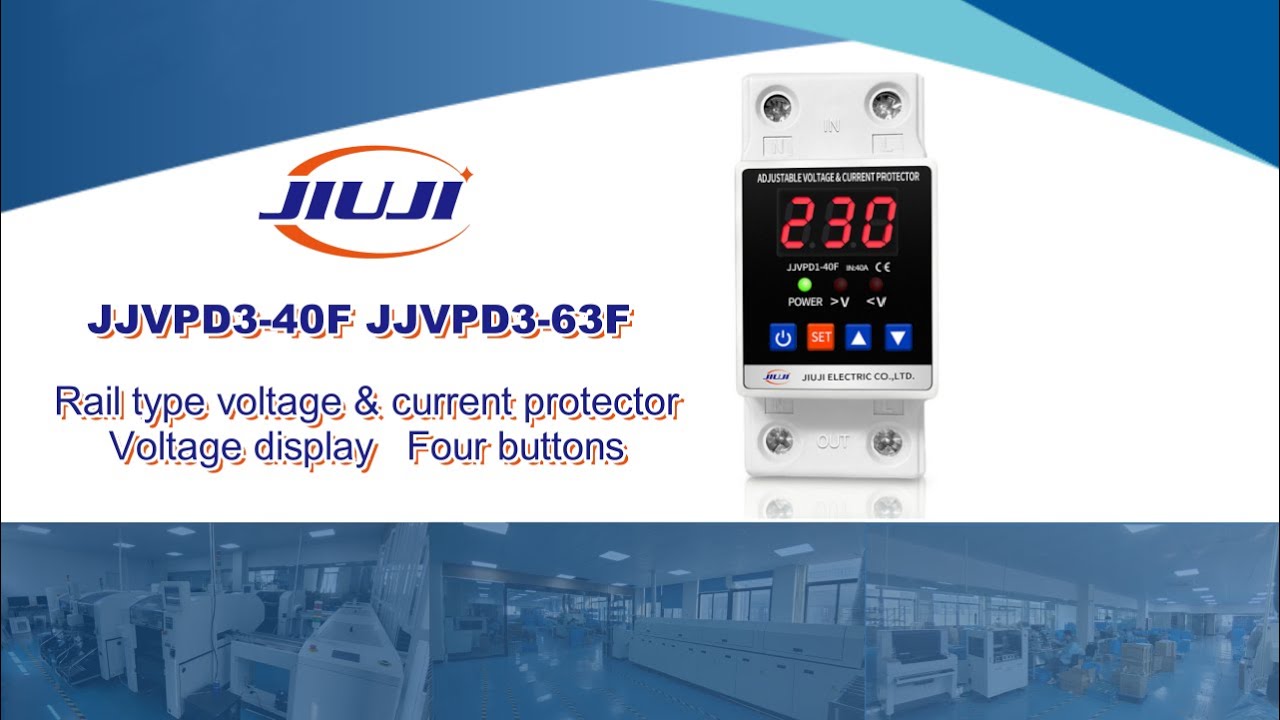 Jiuji protector JJVPD3-40F,JJVPD3-63F, single phase voltage current protector product action video