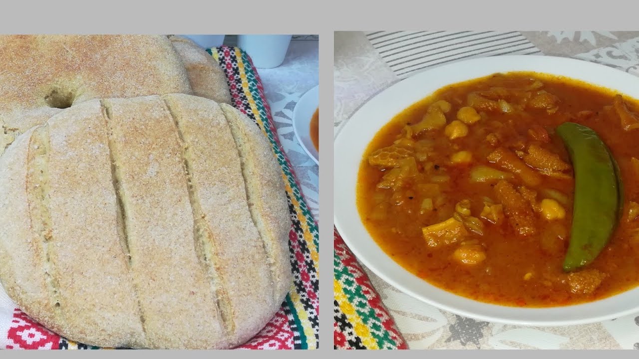 مرمز تونسي بالكرشة مع وصفة خبز قمح وسميد/mermez tunisien et pain