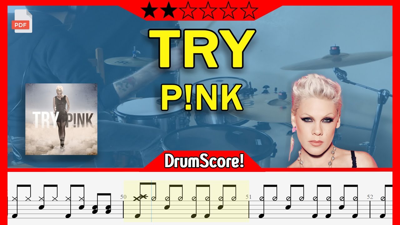 Try - PiNK | Sheet Music Play-Along Drum Cover