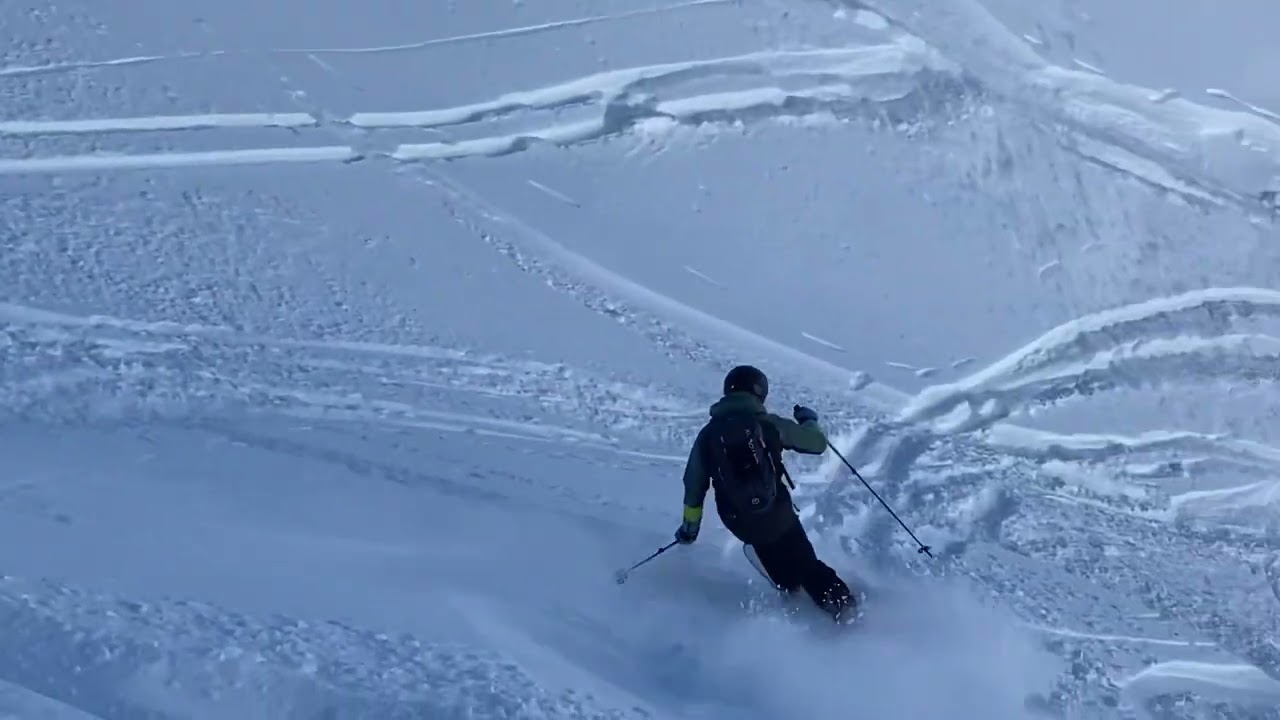 Skiing off piste in St Anton, February 2022