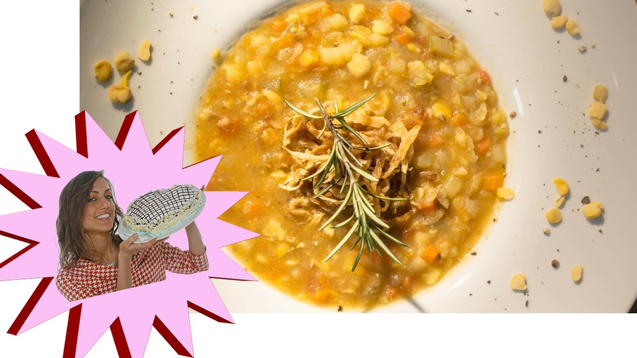 Zuppa di Cicerchie e Daikon Croccante