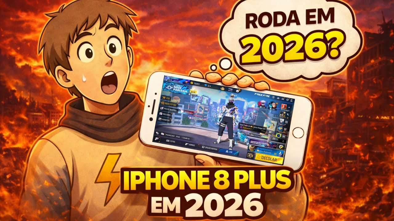 IPHONE 8  PLUS Em 2026 Ainda RODA Free fire? 😱 ( surpreende )