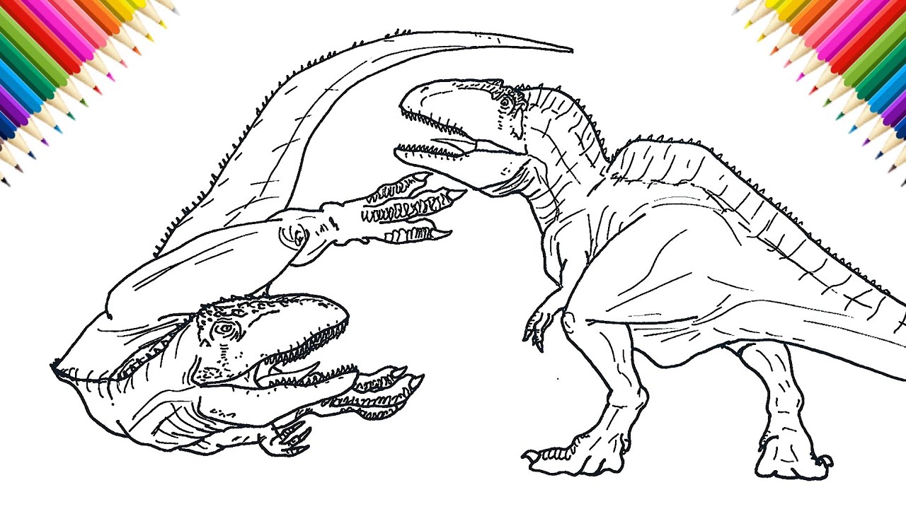 Carcharodontosaurus vs Acrocanthosaurus | Drawing and Coloring