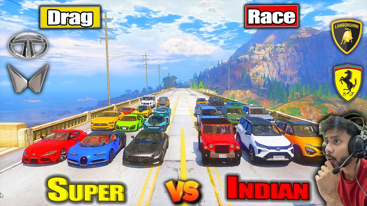 Powerful Indian Cars🔥Vs Supercars🔥Extreme Highway Drag Race GTA 5
