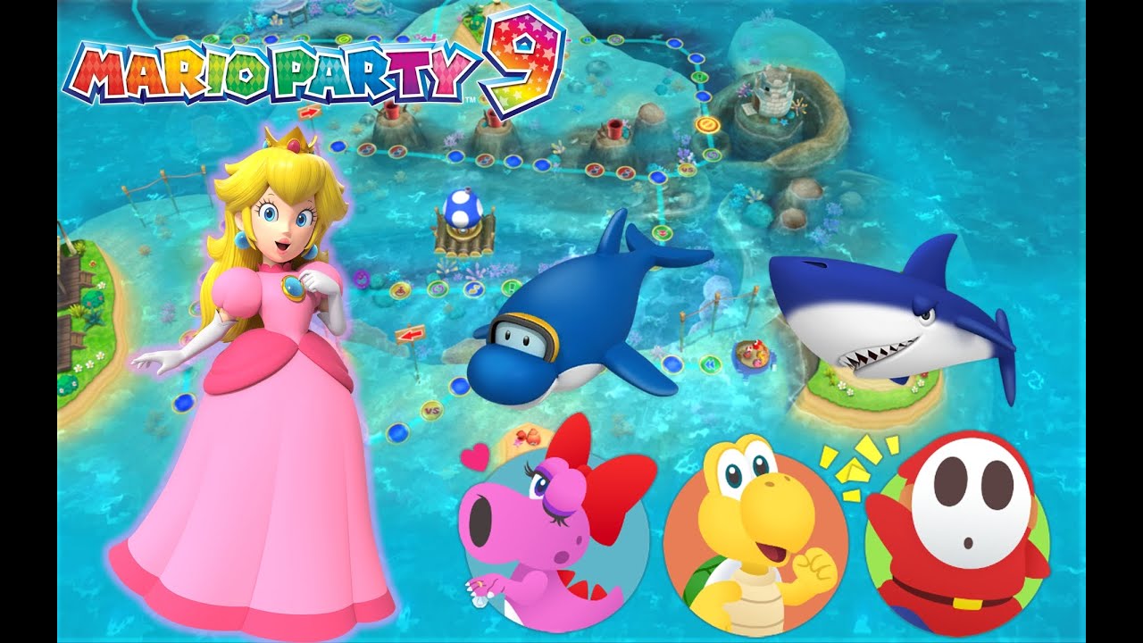 Mario Party 9 — Пич против Бирдо против Купы Трупы против Шай Гая — Пляж Блупер