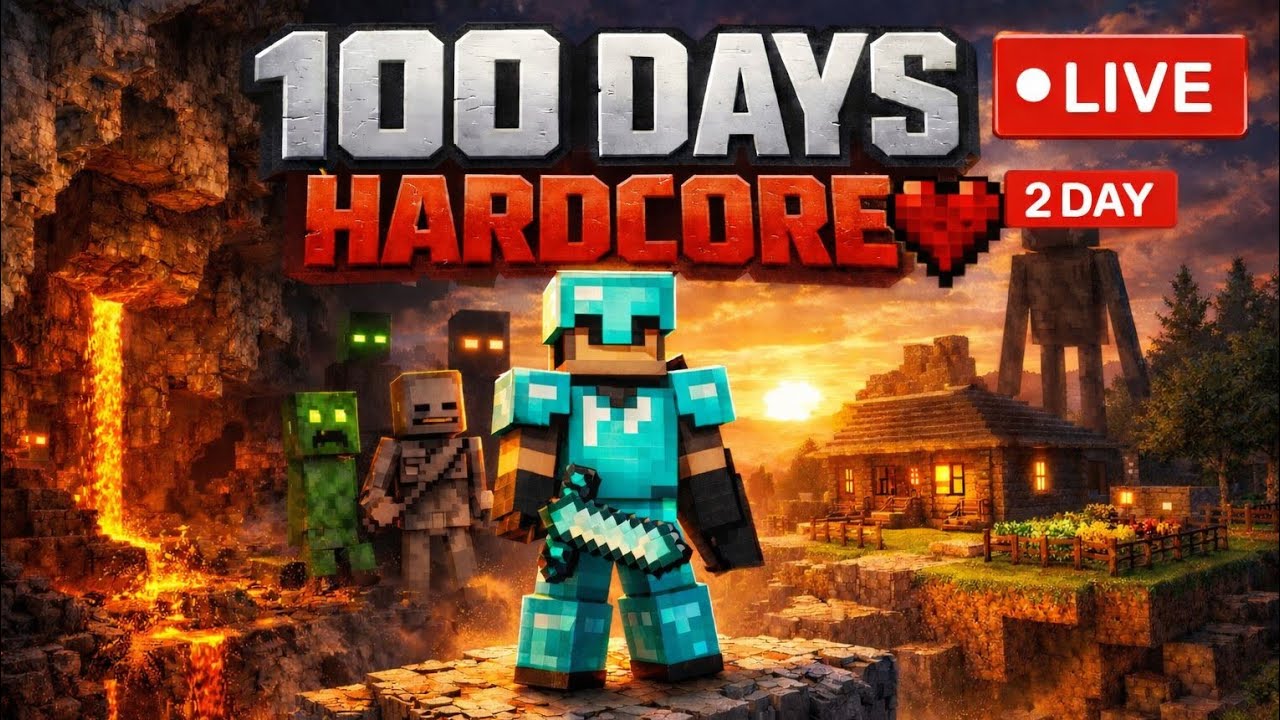 Survived 100 Days in Minecraft Hardcore 😱 (Hardest Survival)day 2 in live