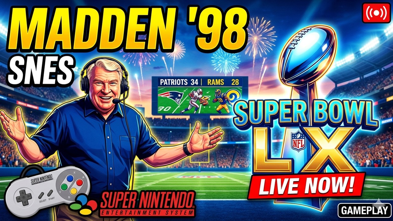 Madden 98 (SNES) Super Bowl LX (LIVE)