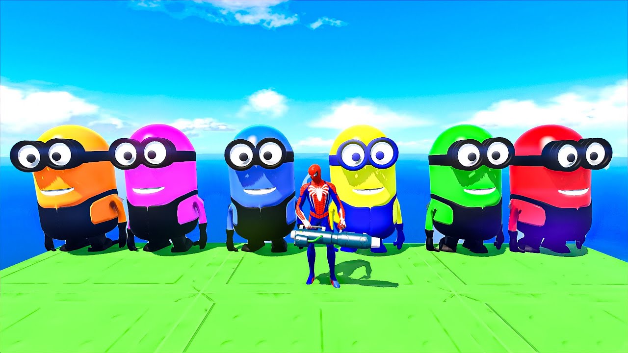 GTA 5 Epic Ragdolls RED SPIDERMAN VS RED MINION VS GREEN MINION (Euphoria Physics & Funny Fails) #5