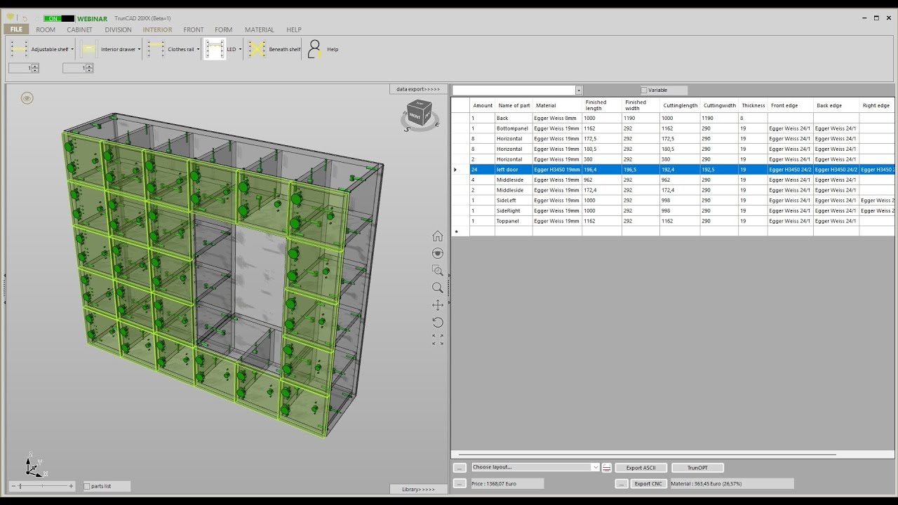 TrunCAD 20XX | Lockers with fronts of the same size