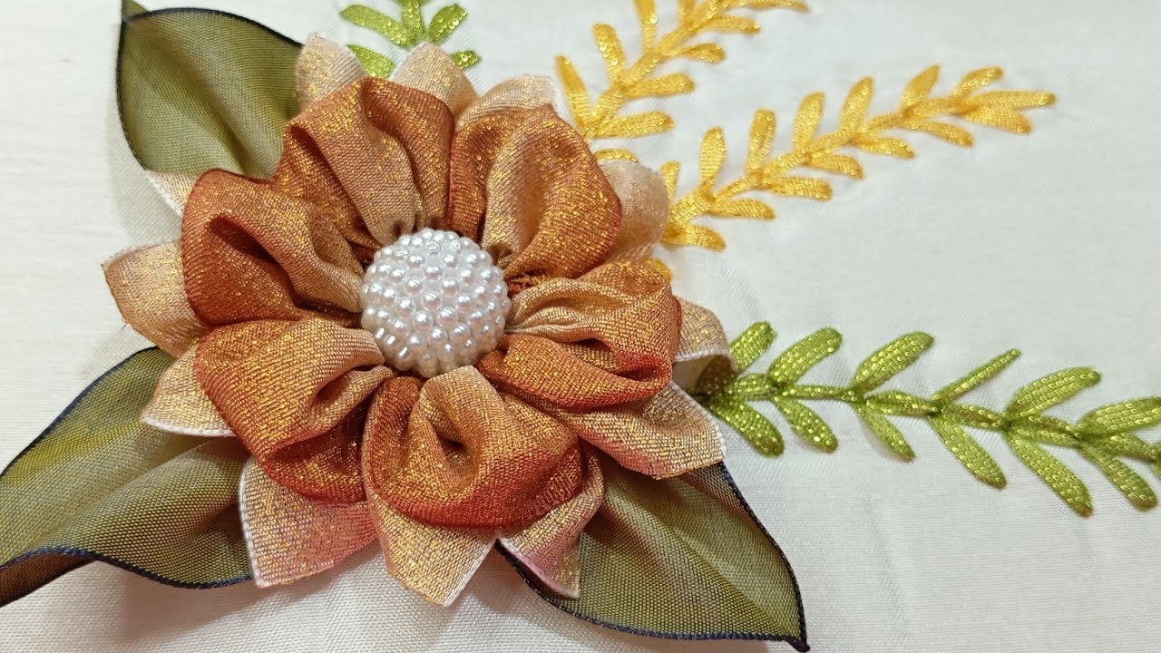 # 347 FLOR DE LISTÓN TAFETA (DIY FABRIC FLOWERS/RIBBON FLOWERS/ HOW TO MAKE FLOWERS)