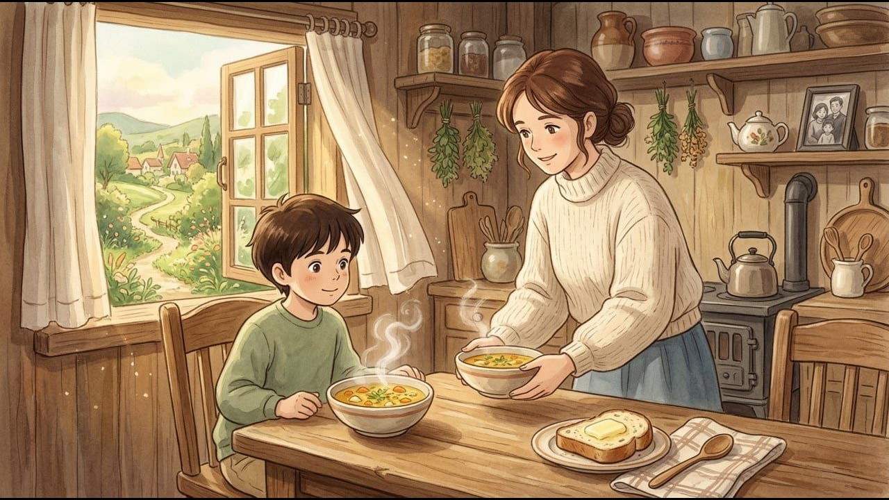 Cooking Grandmother’s Soup on a Modern Stove | Ghibli-Style ASMR