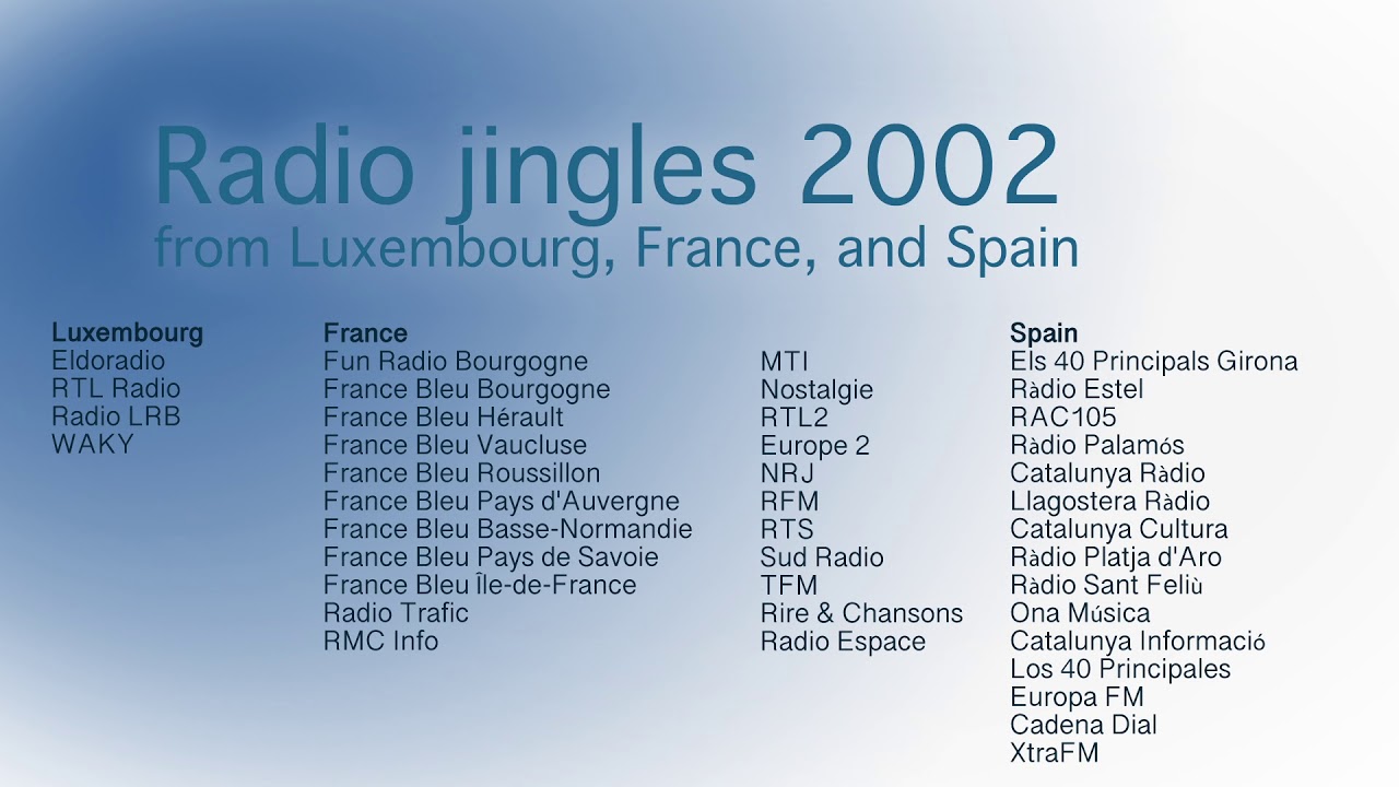 Radio jingles 2002 from Luxembourg, France and Spain