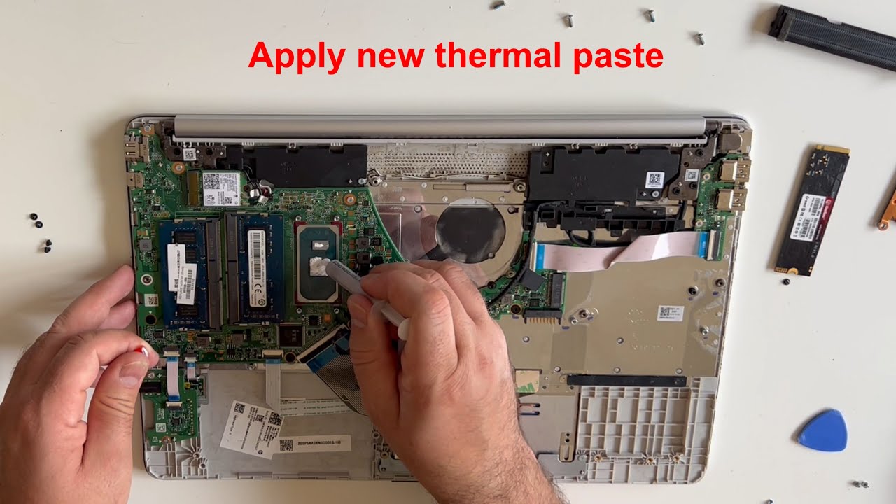 HP Notebook 15s fq series open change thermal paste replacement battery upgrade ssd and ddr4 memory
