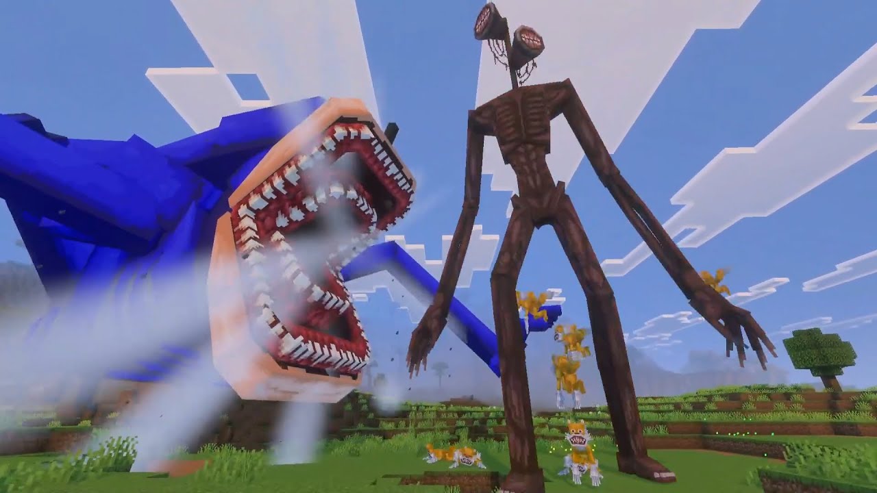 Shin Sonic vs The Art of Trevor Henderson Addon in Minecraft Bedrock