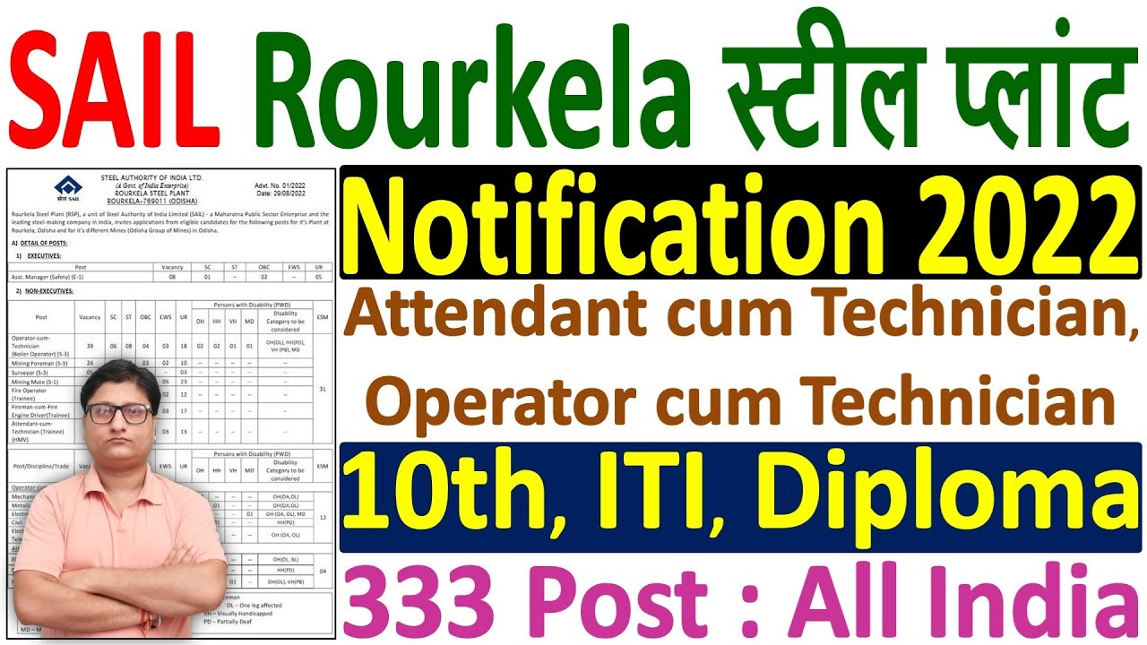 SAIL Rourkela Steel Plant Recruitment 2022 Notification | SAIL RSP Vacancy 2022 | SAIL Vacancy 2022