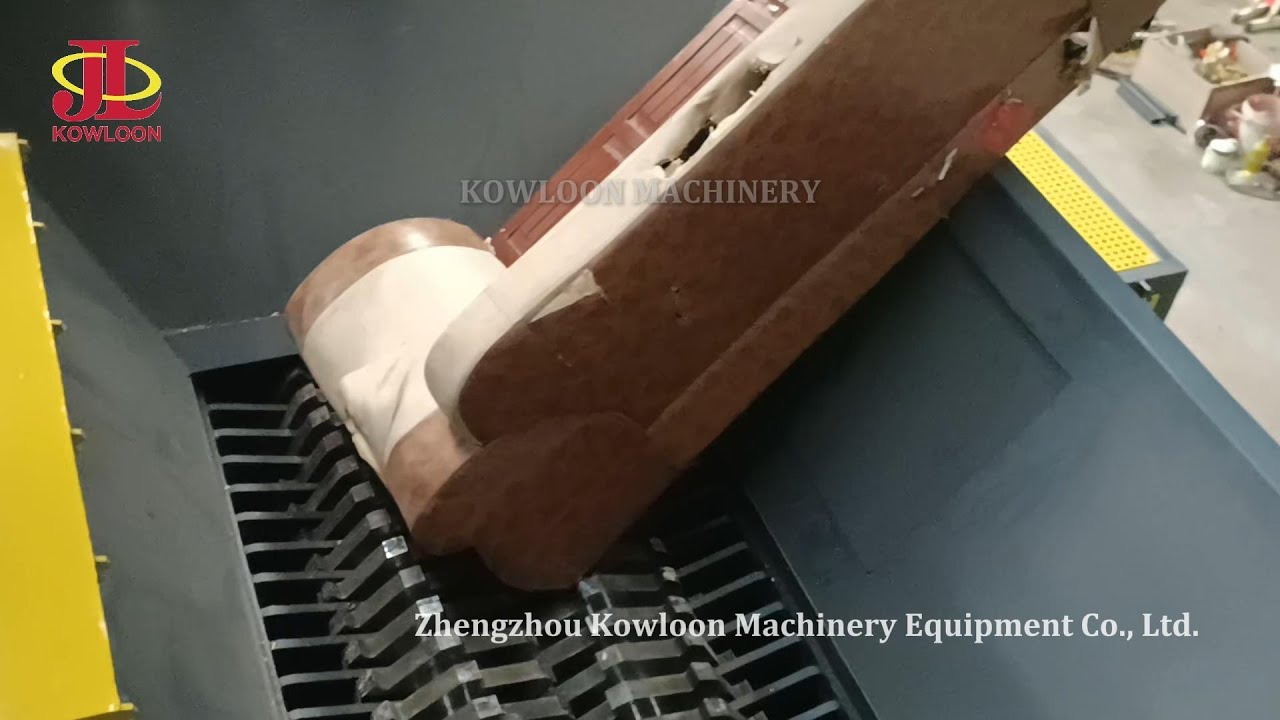 Bulky Waste Shredder for furniture, sofa, bed, mattress, Hydraulic twin shaft shredders Manufacturer