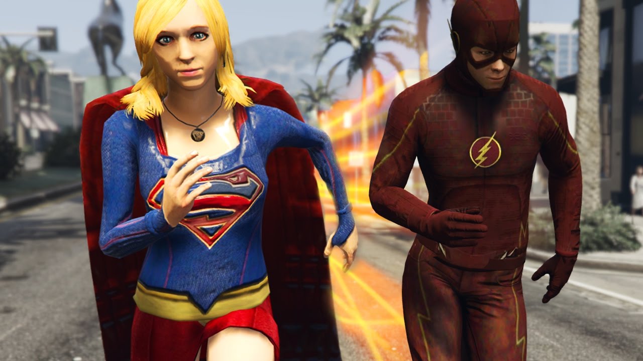 SUPERGIRL vs the FLASH |  GTA 5 Epic Battle w/ Mods