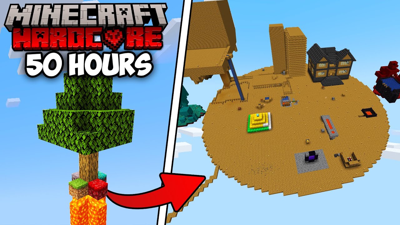 I Survived 50 HOURS on ULTRA HARD SKYBLOCK in Minecraft Hardcore!