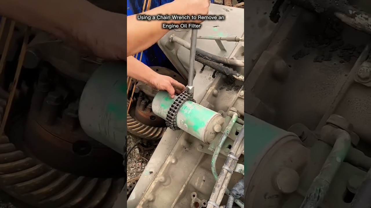 Using a Chain Wrench to Remove an Engine Oil Filter