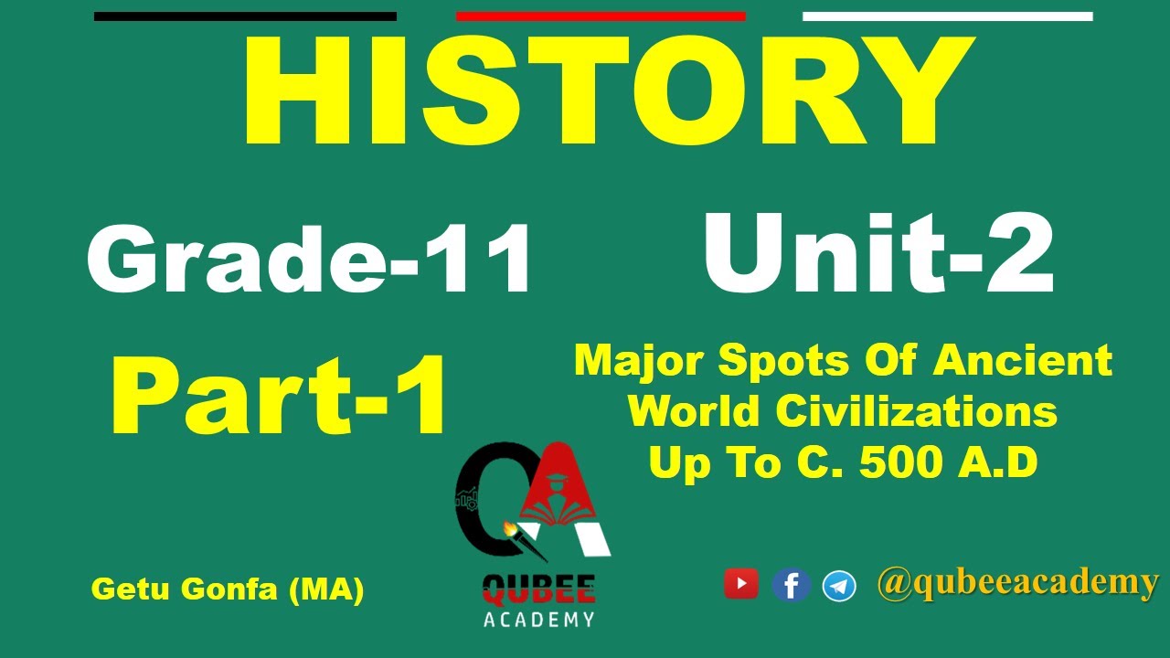 1. Grade 11 History Unit 2 Major Spots Of Ancient World Civilizations Up To C. 500 A.D | Part 1 |