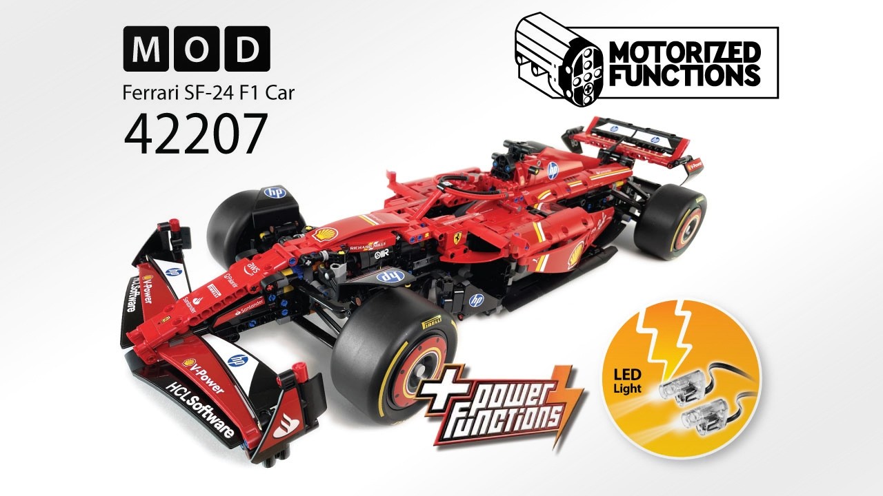 Motorized LEGO® Technic™ 42207 Ferrari SF-24 F1 Car RC MOD for Power Function Motors