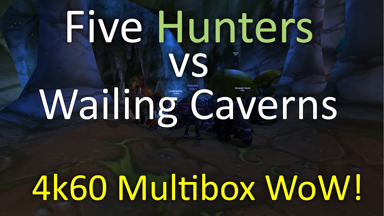 Five Hunters vs Wailing Caverns [4k 60fps UHD] Multibox World of WarCraft Gameplay