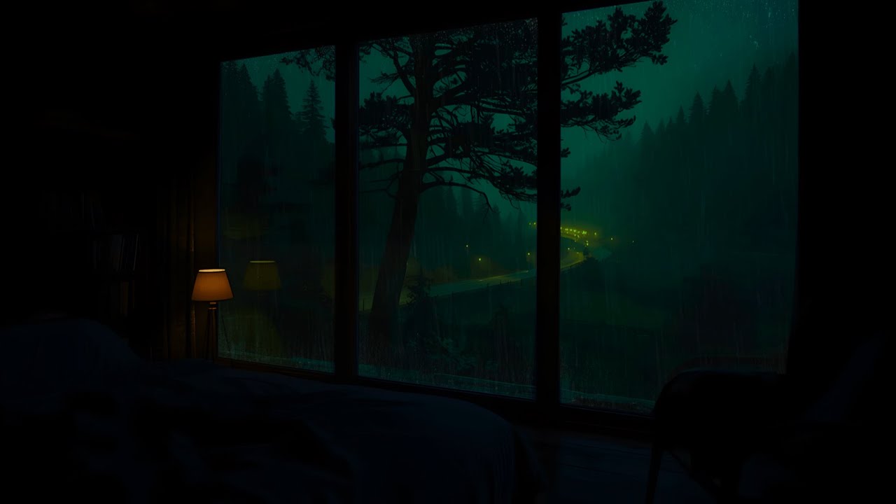 Gentle Rainfall in a Quiet Dark Bedroom (No Ads) | Relax & Sleep Deep