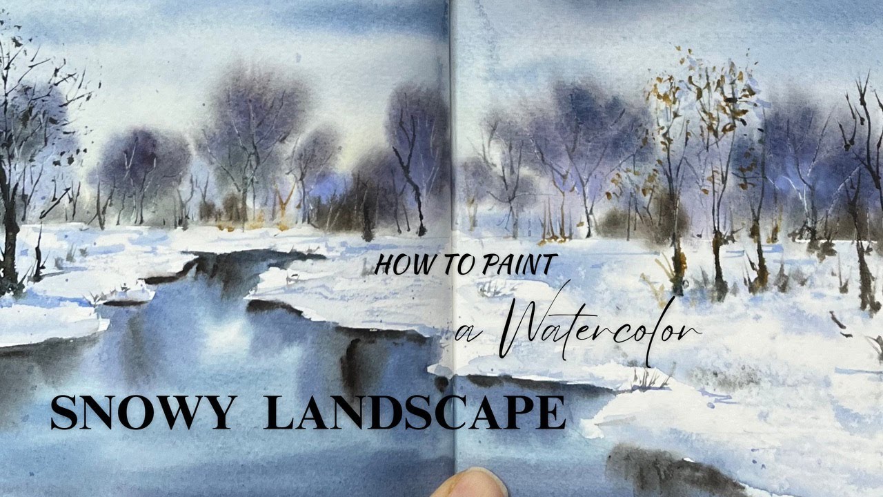 How to Paint a Winter Landscape in Watercolor | Simple Snow Scene  #watercolortutorial  #watercolor