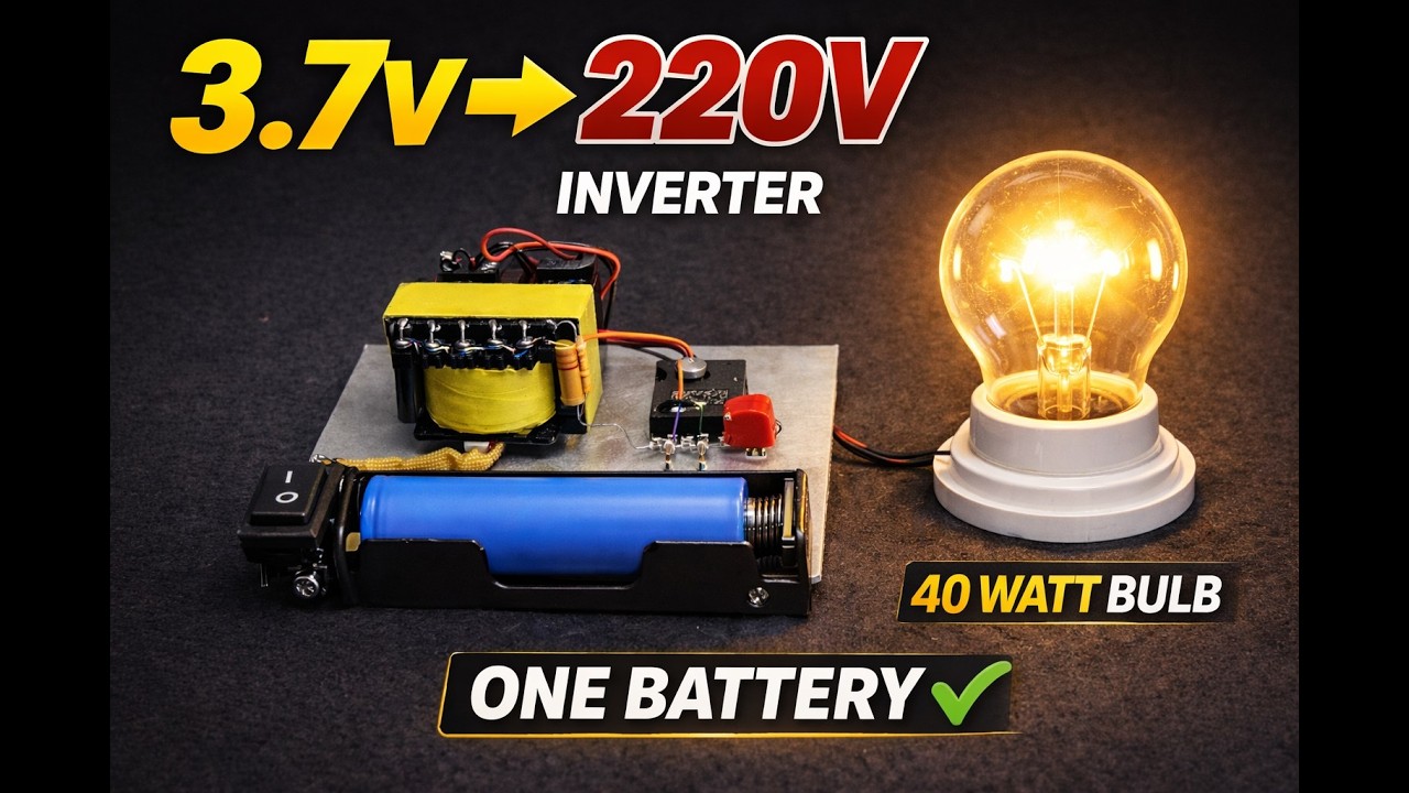 ✅ 3.7V to 220V Inverter?! 40W Bulb Powered by ONE Battery