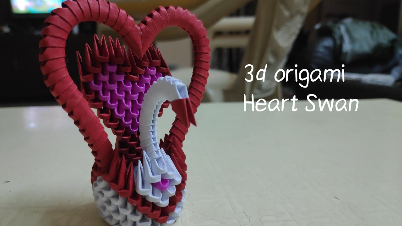 3d Origami Heart Swan / Heart Swan/ 3d origami