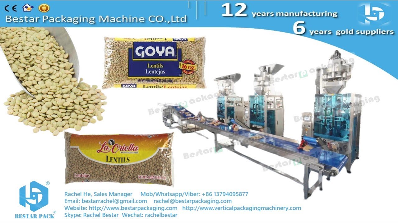 Dry lentils 1KG automatic pouch packaging line with automatic weighing system