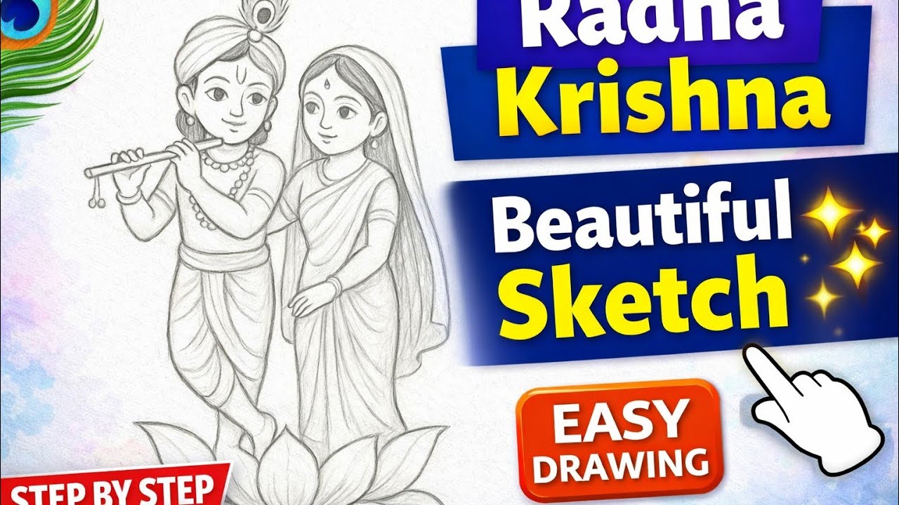👌❤️Beautiful Radha Krishna Pencil Drawing | Easy Sketch Tutorial | Anjali Ki Drawing Duniya