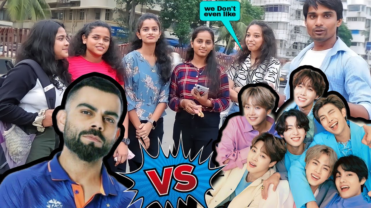 Whom girls like BTS OR Virat Kohli ? | public reaction | cricket vs k pop what people think of army