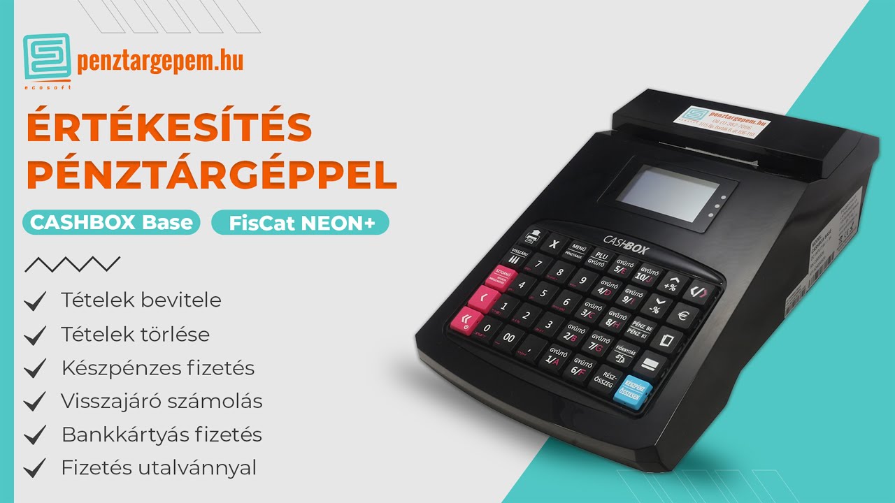Értékesítés menete Cashbox Base / Fiscat Neon pénztárgépen - pénztárgépem.hu