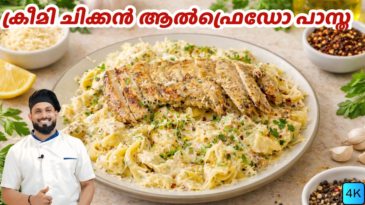 Chicken Alfredo Pasta Recipe | ആൽഫ്രെഡോ പാസ്ത | Chicken Alfredo Pasta Recipe Malayalam