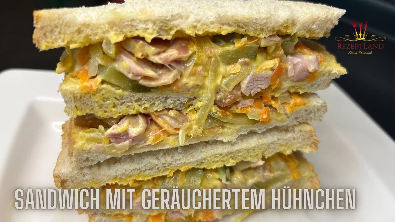Sandwiches mit ger&auml;uchertem H&auml;hnchen und eingelegter Gurke #rezeptland