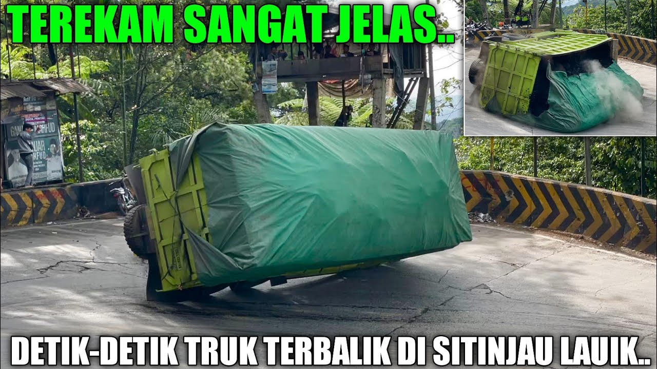TEREKAM SANGAT JELAS !!! DETIK-DETIK Truk Hino Muatan Batubara Terbalik Di Tikungan Sitinjau Lauik