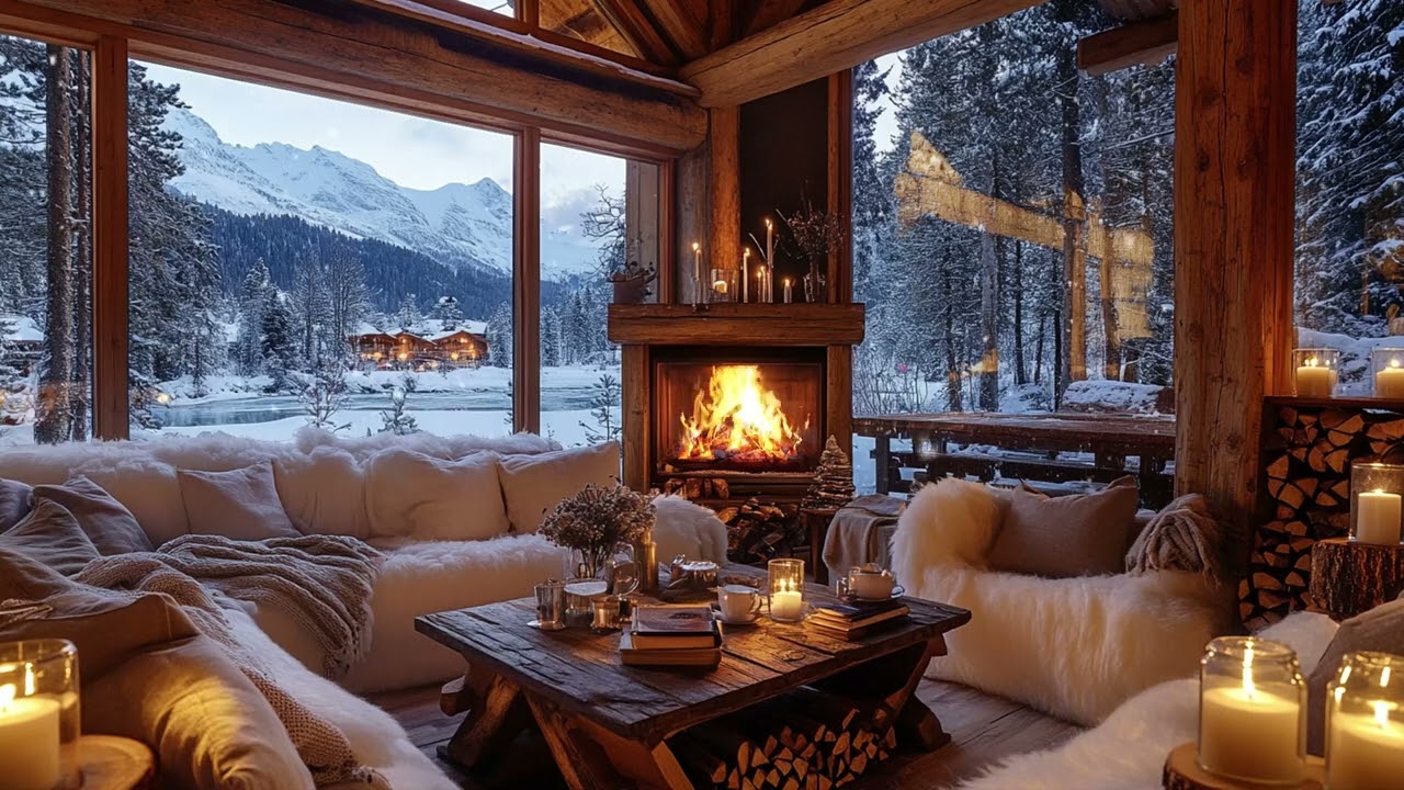 Snowbound Cabin Sanctuary | Soothing Fireplace Sounds for Restful Sleep and Calm Mind