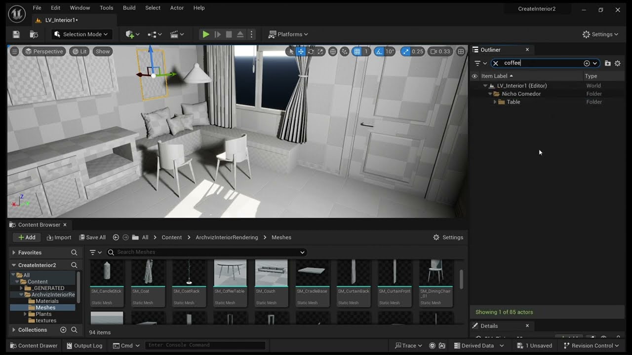 Create Interior N2 | Static Meshes | Unreal Engine 5.3